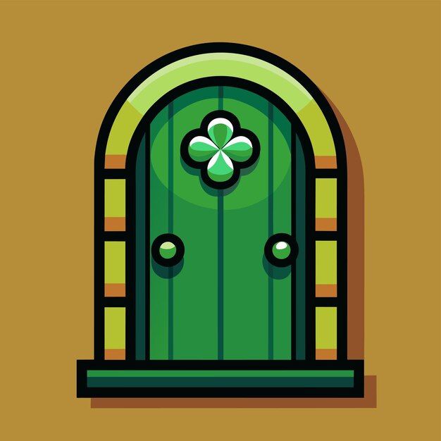 Vecteur charpente de porte en bois porte de porte porte d'entrée de la maison porte de porte dessinée à la main autocollant de dessin animé plat élégant