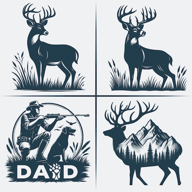 Chasse Svg Silhouette Bundle Silhouette Vectorielle De Chasse Meilleures Cadeaux De Chasse Pour Le Jour Du Père