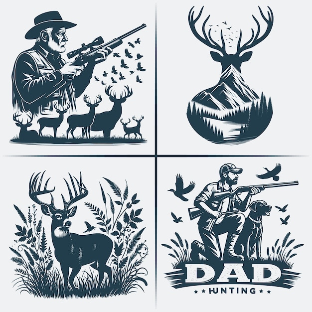 Chasse Svg Silhouette Bundle Silhouette Vectorielle De Chasse Meilleures Cadeaux De Chasse Pour Le Jour Du Père