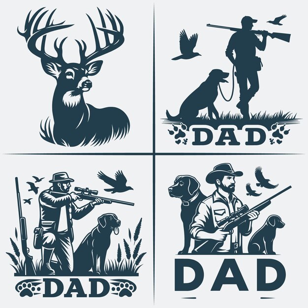 Chasse Svg Silhouette Bundle Silhouette Vectorielle De Chasse Meilleures Cadeaux De Chasse Pour Le Jour Du Père