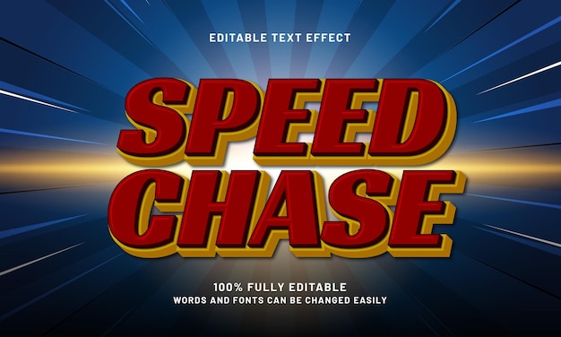 chasse à la vitesse effet de texte modifiable avec un style de texte de course et de vitesse