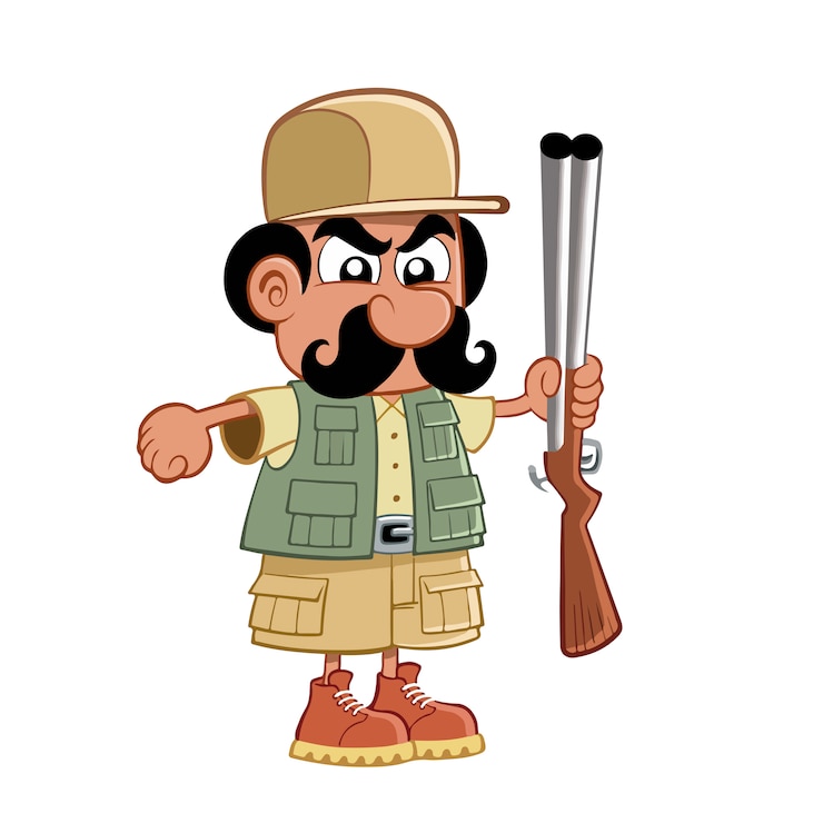 Vecteur chasseur avec un pistolet en colère