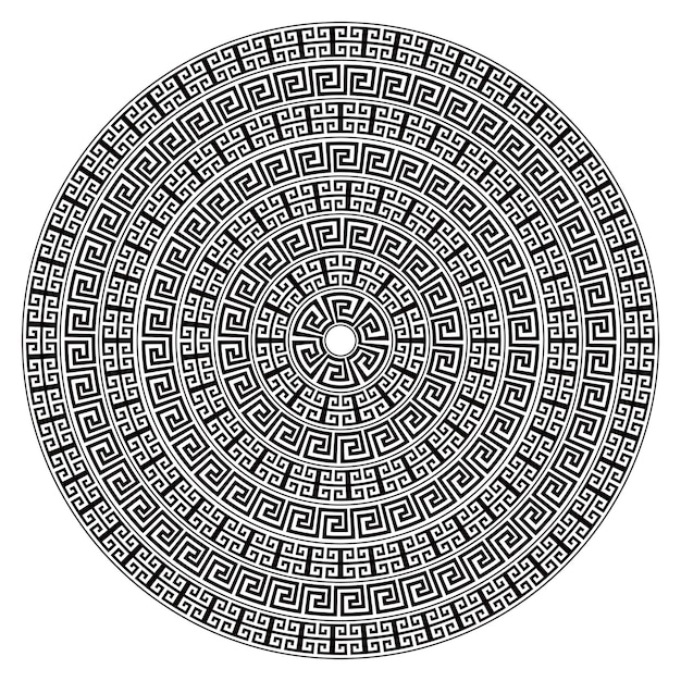 Châssis circulaire avec motif méandre déconnecté sans couture Meandros une bordure décorative construite