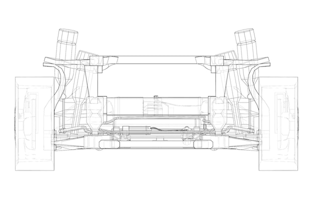 Châssis De Voiture électrique Avec Batterie. Vecteur