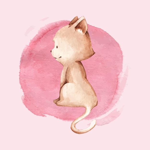 Un chat assis sur l'herbe L'illustration dans un style aquarelle convient au décor design