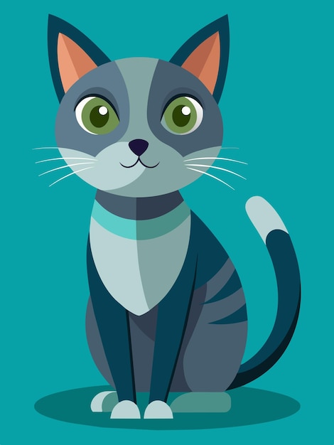 un chat assis sur une surface bleue