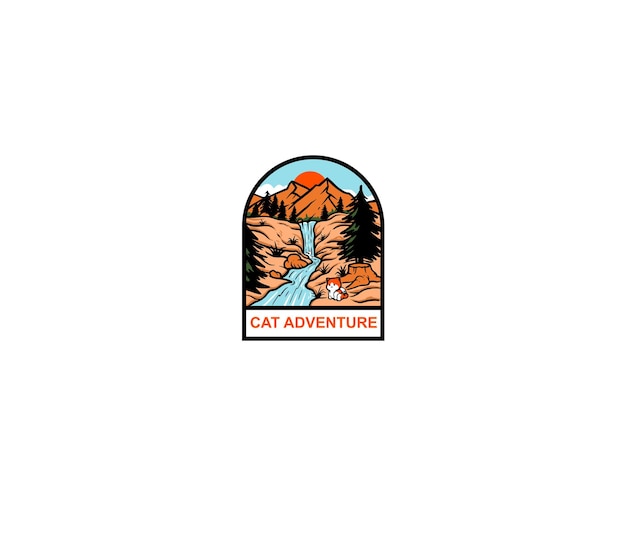 Chat Aventure Cascade Montagne Logo