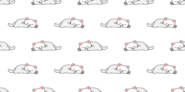 Vecteur un chat blanc paresseux qui dort dessin animé illustration vectorielle sans couture