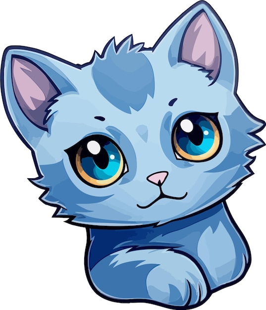 Vecteur un chat bleu aux grands yeux bleus