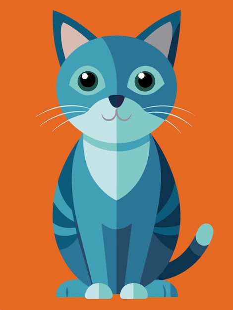 un chat bleu avec un nez noir et un fond rouge