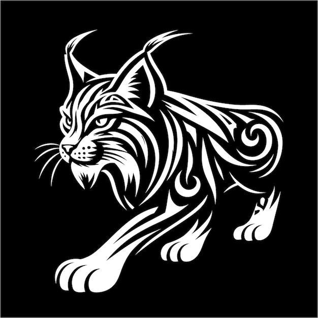 chat chat sauvage lynx tatouage tribal moderne art de la ligne abstraite des animaux contour minimaliste vecteur