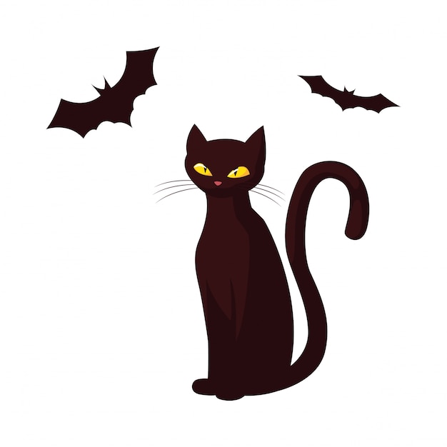 Chat Chauves-souris Heureuse Fête D'halloween