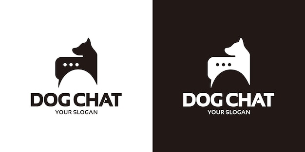 Vecteur chat de chien de logo, avec le chat de bulle et le concept de chien