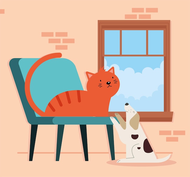 Vecteur chat et chien