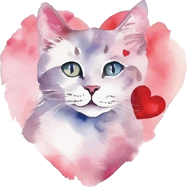 Vecteur un chat avec des cœurs