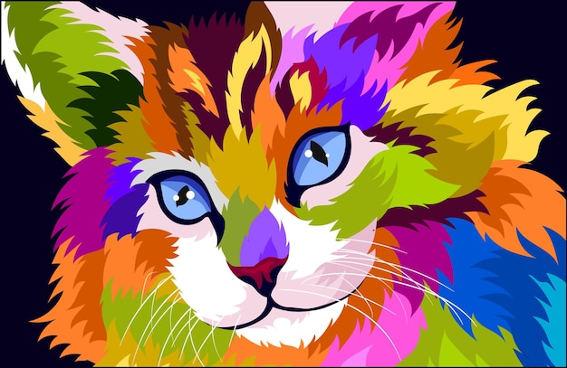 Vecteur chat coloré d'illustration avec un style pop art