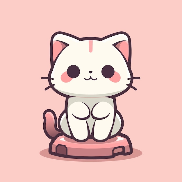 Chat de dessin animé sur fond rose