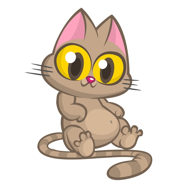 Chat De Dessin Animé Mignon Et Drôle Illustration Vectorielle