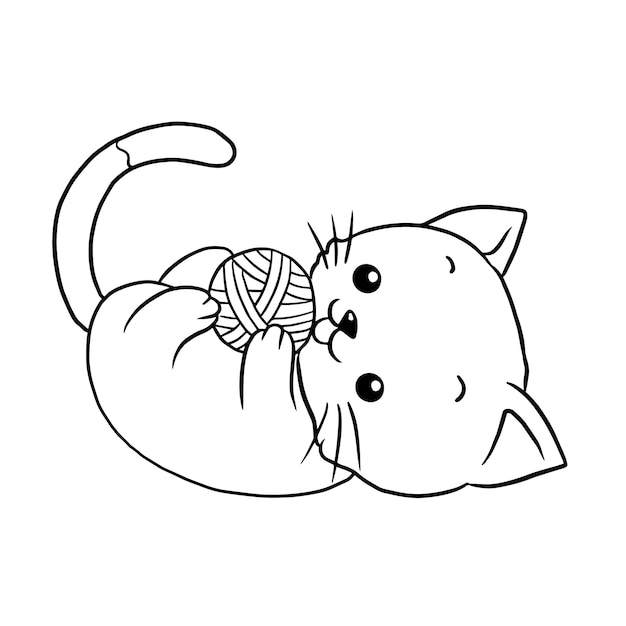 Chat dessin animé mignon kawaii anime doodle coloriage