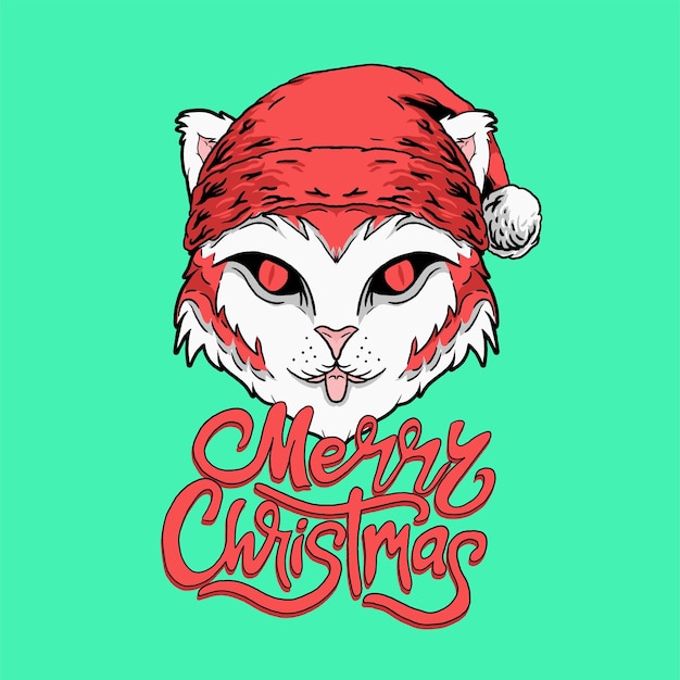 Le Chat Dit Joyeux Noël Vecteur Premium