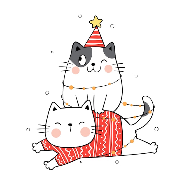 Chat Drôle Pour Noël Et Nouvel An.