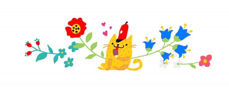 Vecteur chat jaune dans un bonnet rouge avec une glace.