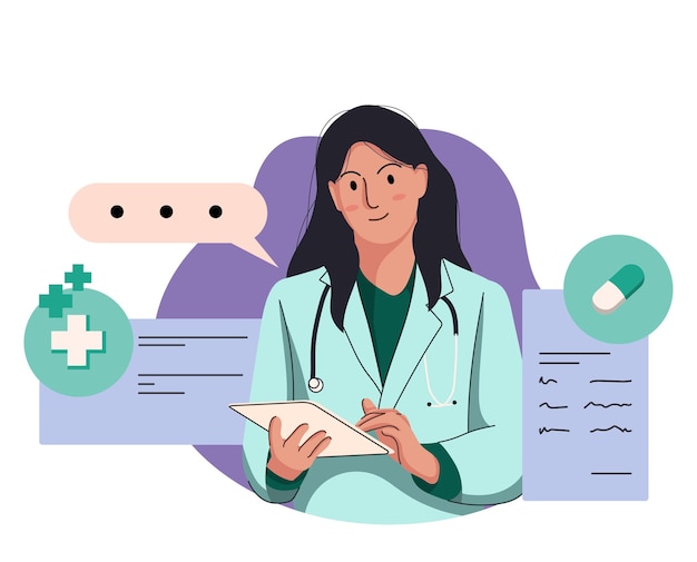 Le chat en ligne du médecin féminin