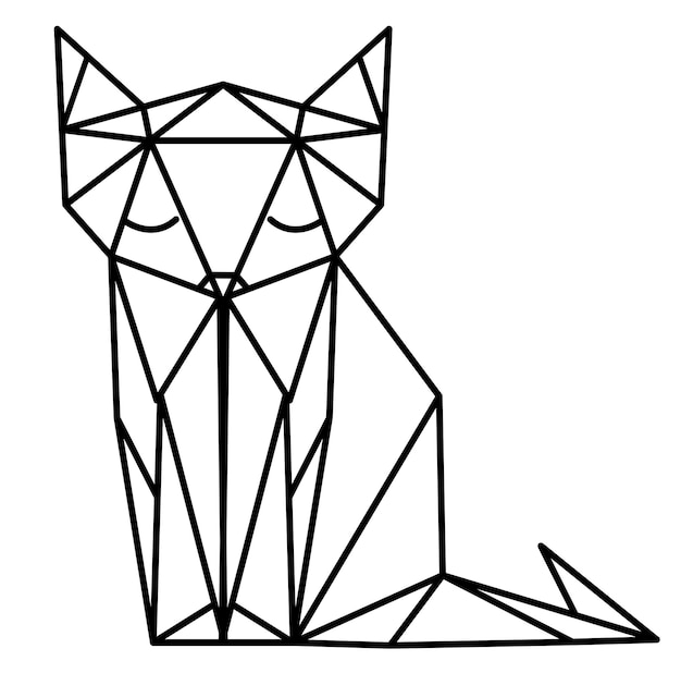 Chat Loup Renard Ligne Vecteur Polygonal, Ligne, Géométrique