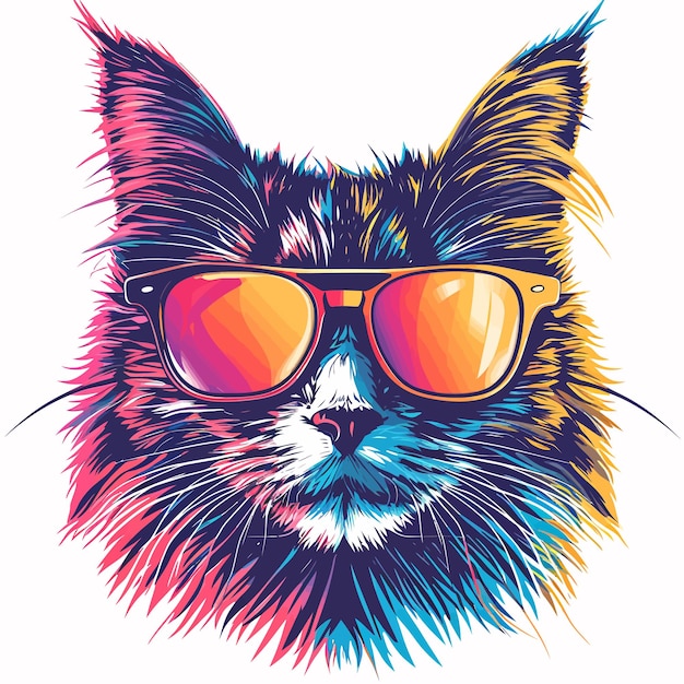 Vecteur chat avec des lunettes de soleil art