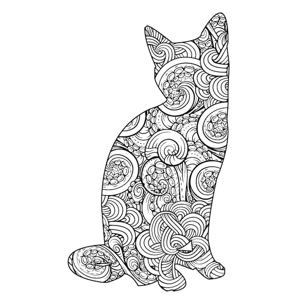 Vecteur chat, mandala, coloration, vecteur, illustration