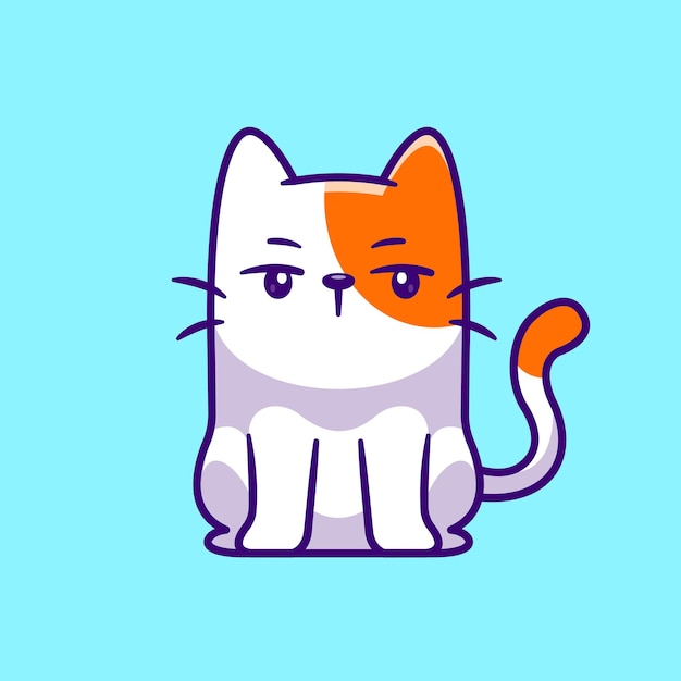 Chat Mignon Assis Dessin Animé Vecteur Icône Illustration. Concept d'icône nature animale isolé Premium plat