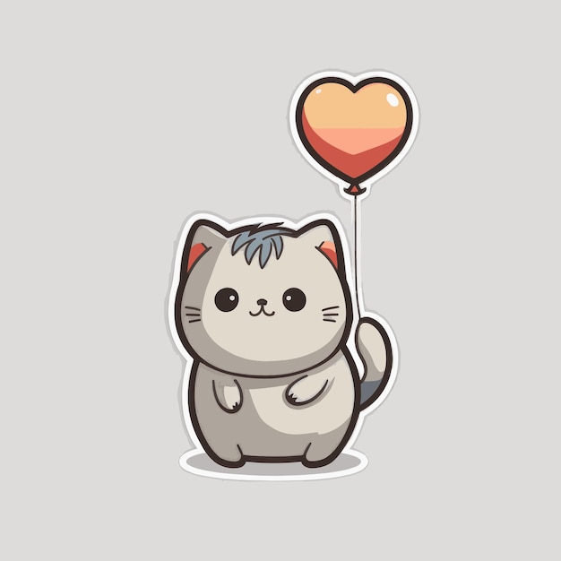 Chat Mignon Avec Un Ballon Coeur