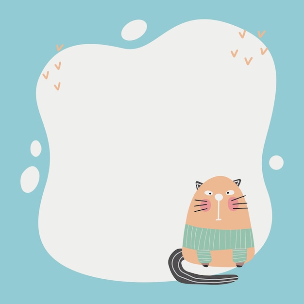 Chat Mignon Avec Un Cadre De Tache Dans Un Style Simple Dessiné à La Main.