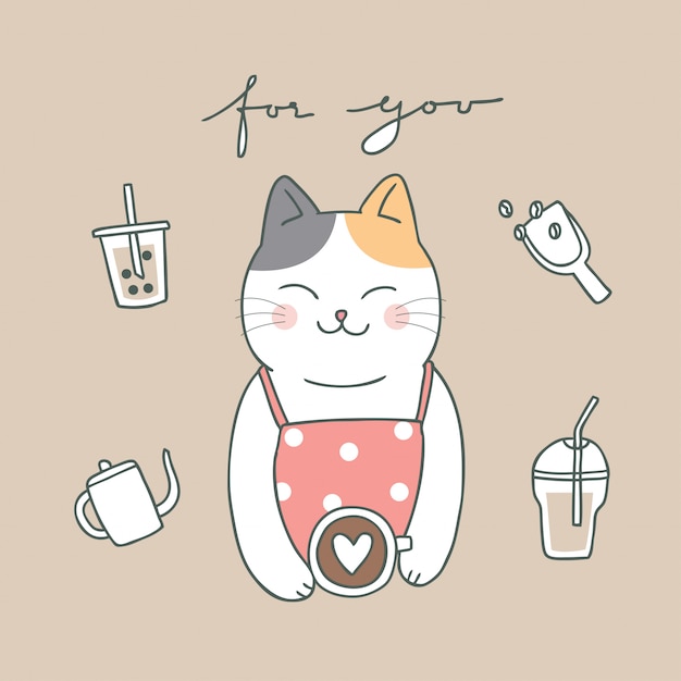 Chat Mignon Et Café