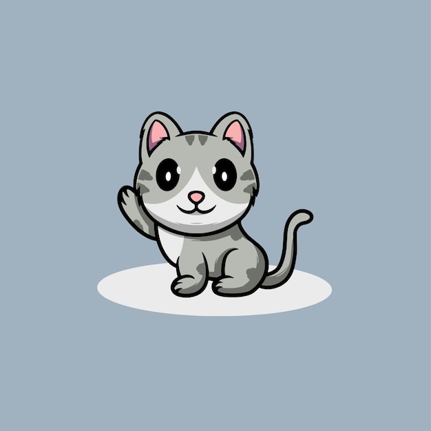 Chat mignon corps entier visage souriant illustration de dessin animé