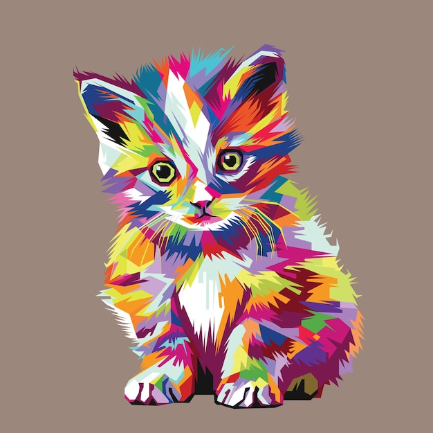 chat mignon dans un style pop art