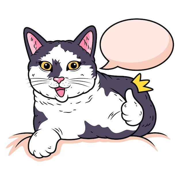 Vecteur chat mignon avec l'expression du pouce vers le haut. illustration d'icône animale