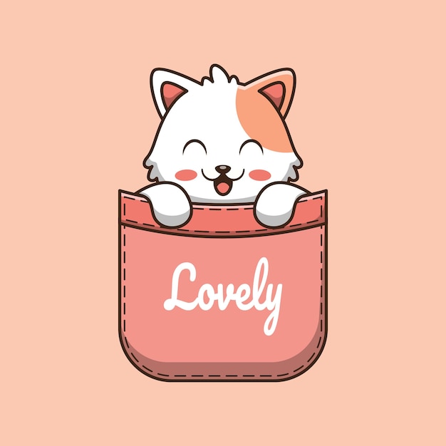 Chat Mignon En Illustration De Dessin Animé De Poche