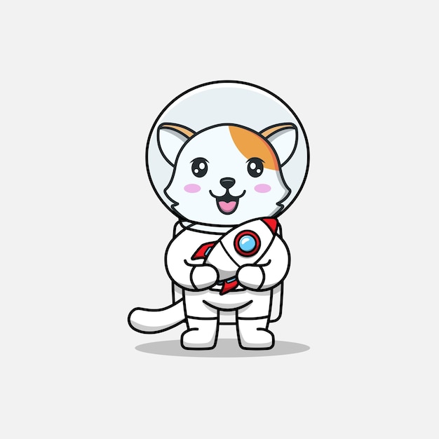 Chat Mignon Portant Un Costume D'astronaute Portant Un Jouet De Fusée