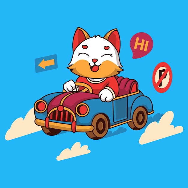 Un chat mignon qui conduit une voiture.