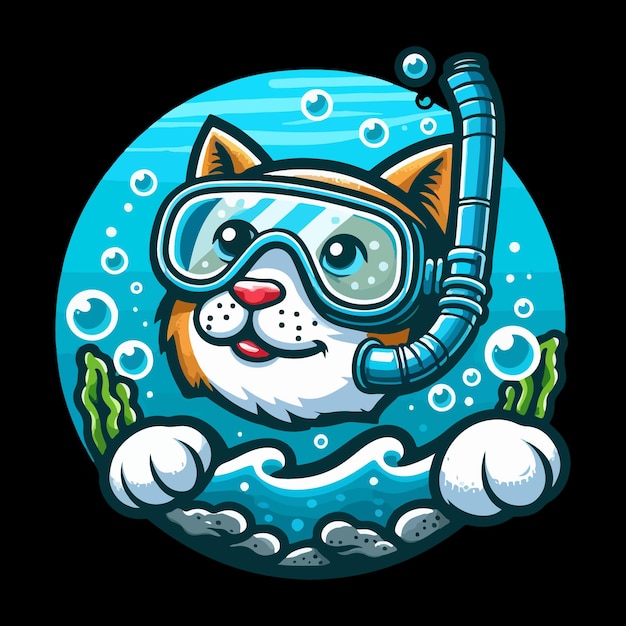 Vecteur un chat nage dans l'eau.