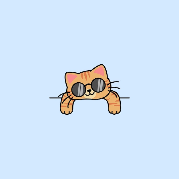 Vecteur un chat orange paresseux avec des lunettes de soleil dormant illustration vectorielle de dessin animé