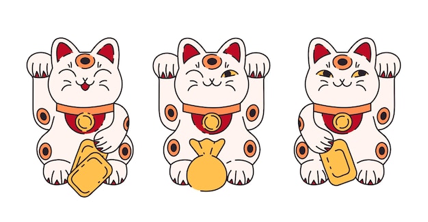 Chat Porte-bonheur Maneki Neko En Dessin Animé