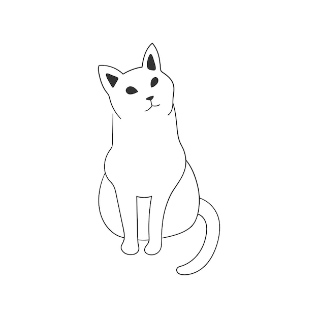 Chat regardant illustration noir et blanc de contour Dessin vectoriel à main levée simple