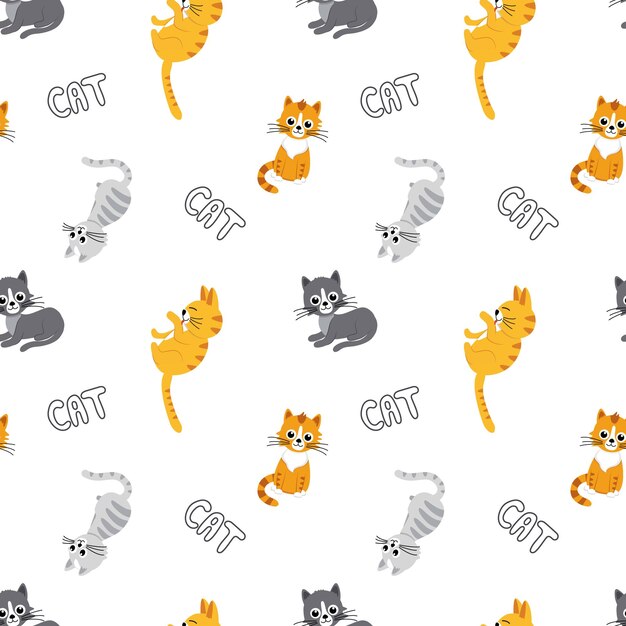 Chat Seamless Pattern Halloween Fond Avec Chats Kitty Chaton Cartoon Vecteur Plat