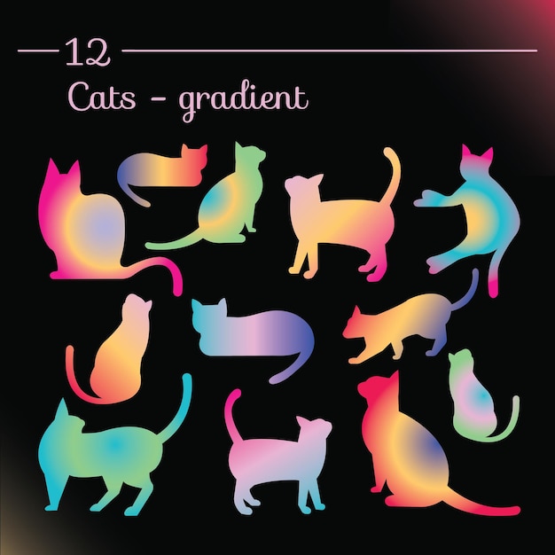 Chat Shilloute avec dégradé de couleurs