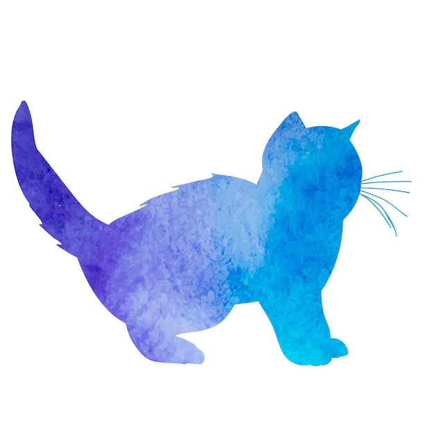 Vecteur chat de silhouette aquarelle isolé de vecteur