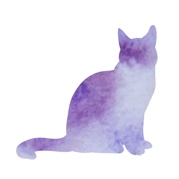 Chat silhouette aquarelle