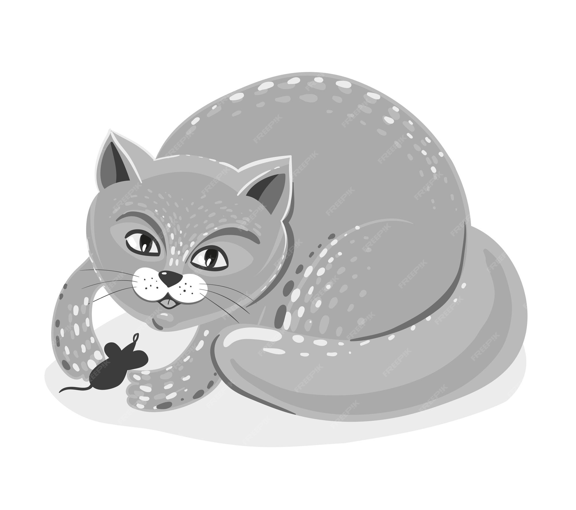 Chat Et Souris Gris Illustration Vectorielle Eps Vecteur Premium