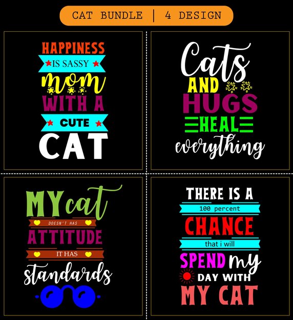 Chat svg bundle chat svg fichier chat svg cricut chat typographie vector design chat cadeaux